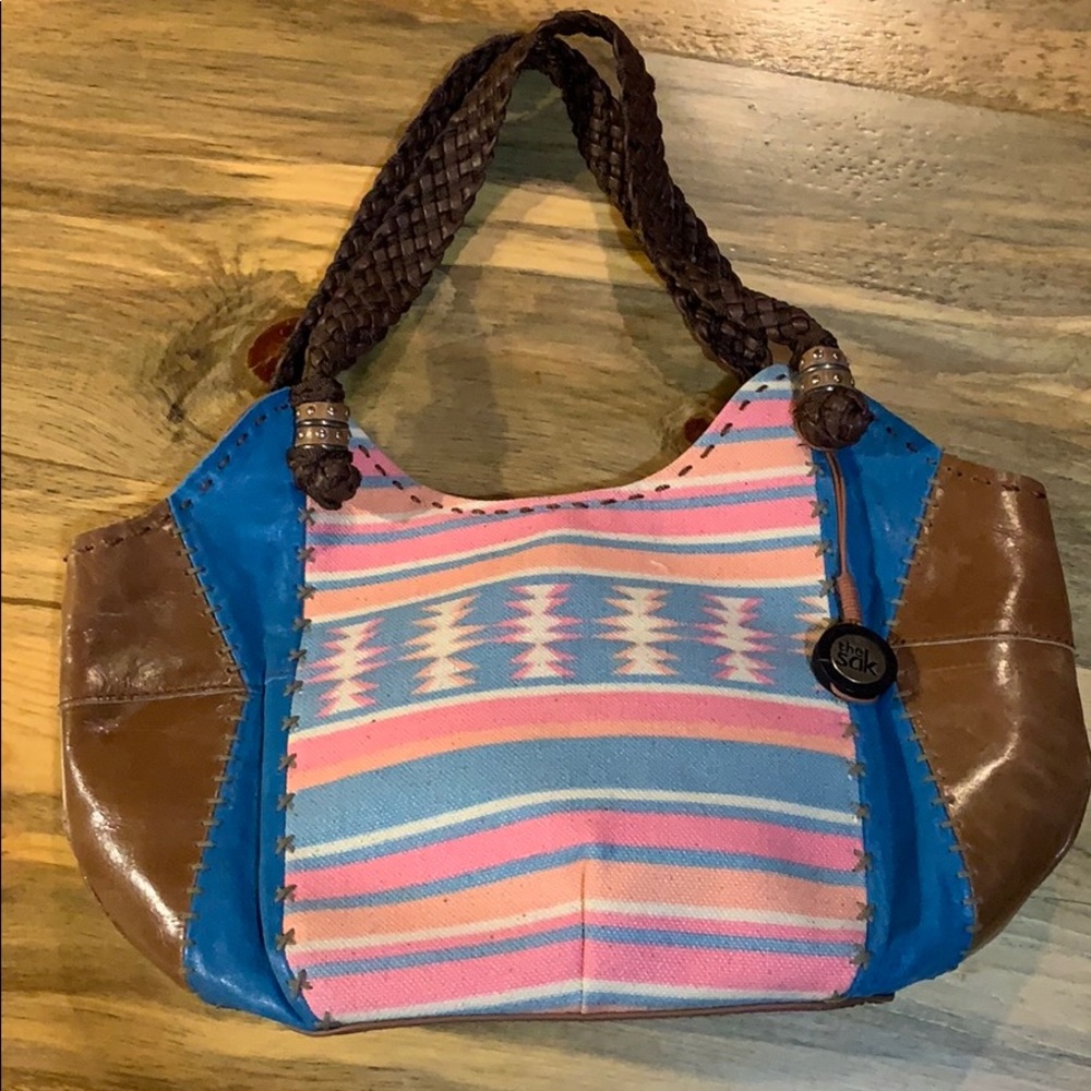 The Sak Indio Leather hobo - Aquatic Aztec.